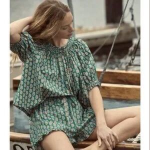 Doen Shore Top Medium Green Sunrise Paisley Cotton